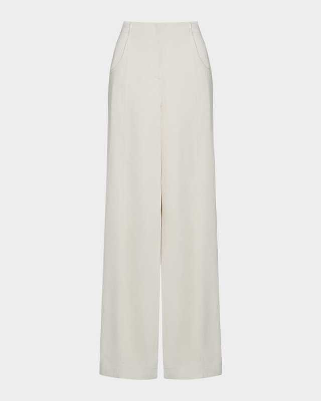 Demie Linen-Blend Puddle Pants